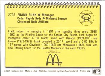 1991 ProCards #2735 Frank Funk Back
