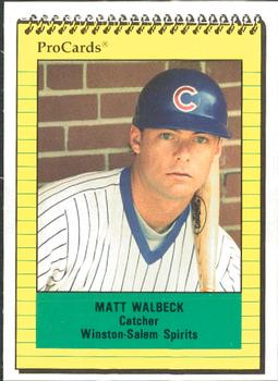 1991 ProCards #2832 Matt Walbeck Front