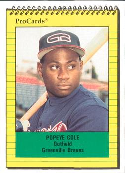 1991 ProCards #3014 Popeye Cole Front