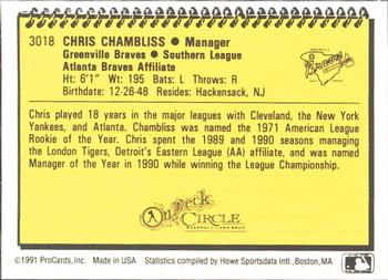 1991 ProCards #3018 Chris Chambliss Back