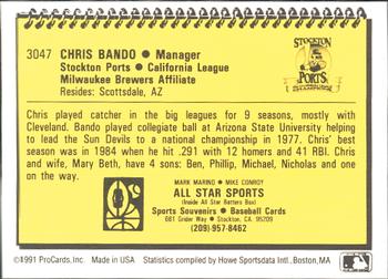 1991 ProCards #3047 Chris Bando Back