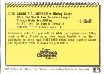 1991 ProCards #3259 Charlie Culberson Back