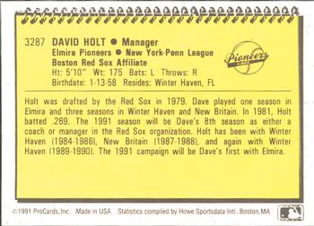 1991 ProCards #3287 Dave Holt Back
