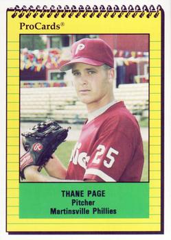 1991 ProCards #3452 Thane Page Front