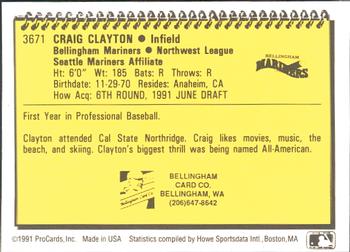 1991 ProCards #3671 Craig Clayton Back