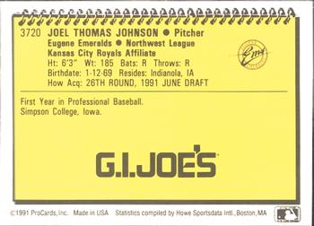 1991 ProCards #3720 Joel Johnson Back