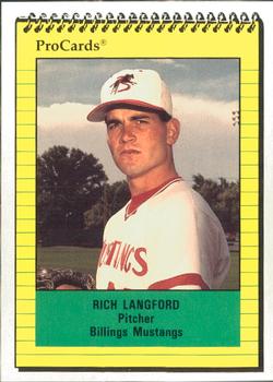 1991 ProCards #3749 Rich Langford Front
