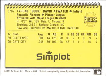 1991 ProCards #3787 Buck Atwater Back