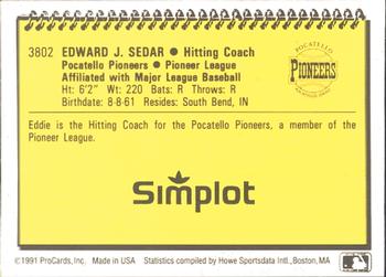1991 ProCards #3802 Eddie Sedar Back