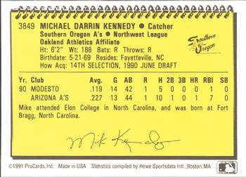 1991 ProCards #3849 Mike Kennedy Back