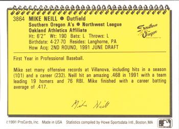 1991 ProCards #3864 Mike Neill Back