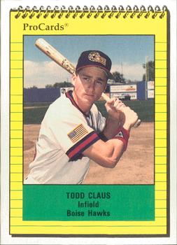 1991 ProCards #3885 Todd Claus Front
