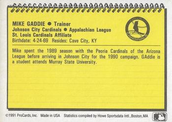 1991 ProCards #NNO Mike Gaddie Back