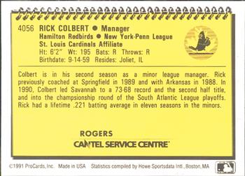 1991 ProCards #4056 Rick Colbert Back