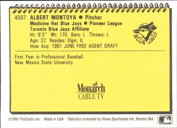1991 ProCards #4097 Albert Montoya Back