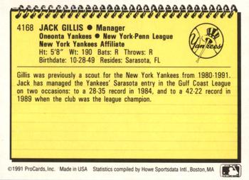 1991 ProCards #4168 Jack Gillis Back