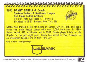 1991 ProCards #3966 Danny Garcia Back