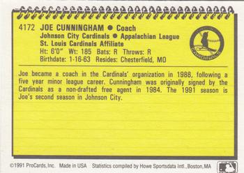1991 ProCards #4172 Joe Cunningham Back