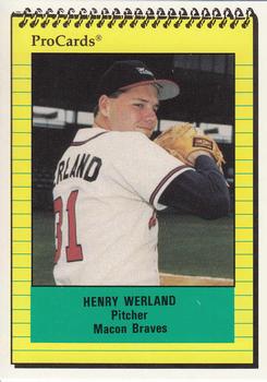 1991 ProCards #865 Henry Werland Front