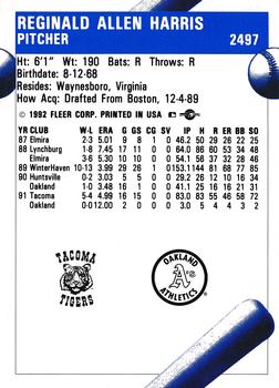 1992 Fleer ProCards #2497 Reggie Harris Back
