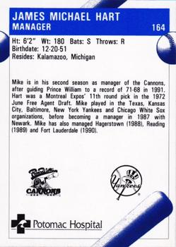 1992 Fleer ProCards #164 Mike Hart Back