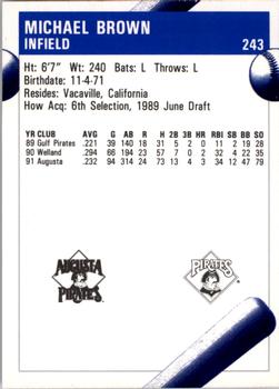 1992 Fleer ProCards #243 Michael Brown Back