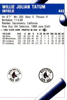 1992 Fleer ProCards #443 Willie Tatum Back