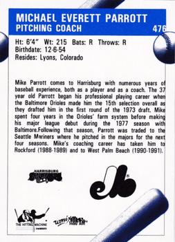 1992 Fleer ProCards #476 Mike Parrott Back