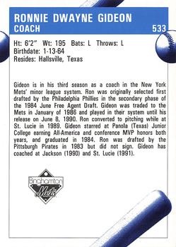 1992 Fleer ProCards #533 Ron Gideon Back