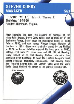 1992 Fleer ProCards #563 Steve Curry Back