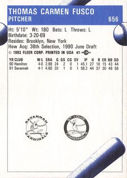 1992 Fleer ProCards #656 Tom Fusco Back