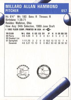 1992 Fleer ProCards #657 Allan Hammond Back