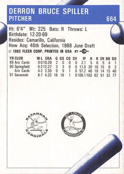 1992 Fleer ProCards #664 Derron Spiller Back