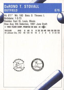 1992 Fleer ProCards #676 DaRond Stovall Back