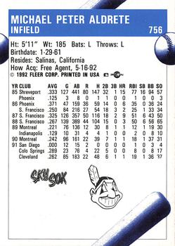 1992 Fleer ProCards #756 Mike Aldrete Back