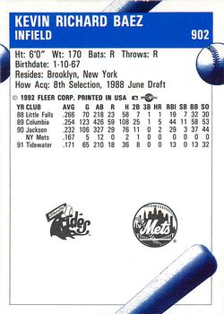 1992 Fleer ProCards #902 Kevin Baez Back