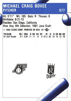 1992 Fleer ProCards #977 Mike Bovee Back