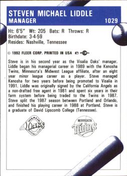 1992 Fleer ProCards #1029 Steve Liddle Back