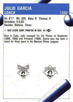 1992 Fleer ProCards #1342 Julio Garcia Back