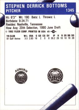 1992 Fleer ProCards #1345 Derrick Bottoms Back
