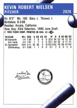 1992 Fleer ProCards #2026 Kevin Nielsen Back