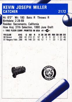 1992 Fleer ProCards #2172 Kevin Miller Back