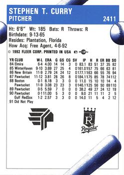 1992 Fleer ProCards #2411 Steve Curry Back