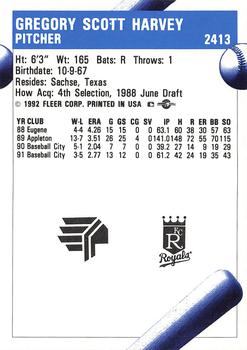 1992 Fleer ProCards #2413 Greg Harvey Back