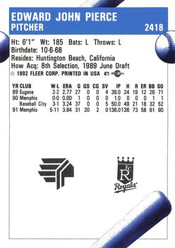 1992 Fleer ProCards #2418 Ed Pierce Back