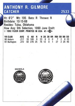 1992 Fleer ProCards #2533 Tony Gilmore Back