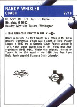 1992 Fleer ProCards #2710 Randy Whisler Back