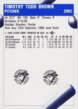 1992 Fleer ProCards #2982 Tim Brown Back