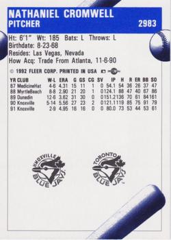 1992 Fleer ProCards #2983 Nate Cromwell Back