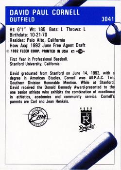1992 Fleer ProCards #3041 David Cornell Back